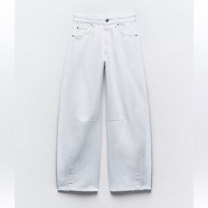 Zara TRF mid waist baggy balloon jean white 26(2)